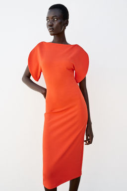 VESTIDO MIDI VOLUMEN / Naranja - Zara фото 2