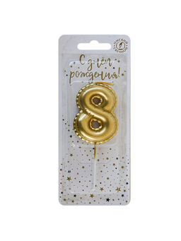 Цена за 3 шт. Свеча в торт на шпажке «Воздушная цифра 8», золото