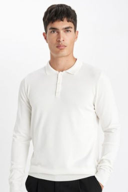 Standart Fit Normal Kesim Polo Yaka Yumusak Dokulu Premium Triko Kazak