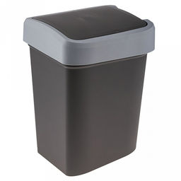 Ведро для мусора с плавающей крышкой пластмассовое SMART BIN 10л, с креплением для мусорных пакетов, серый Econova(Россия) - Домашняя мода фото 5
