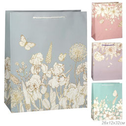 Цена за 12 шт. Пакет подарочный 26х32х12см Цветы / 5306L /уп 12/384/210 г