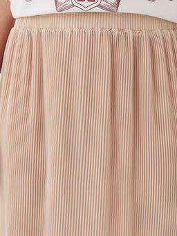 Kad?n Beli Lastikli D?z Pileli Etek