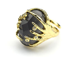 Кольцо из сплава с кошачьим глазом цв.сливовый Радуга камня