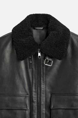 LEATHER BOMBER JACKET - Zara фото 9