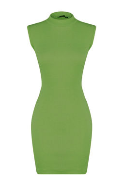 Lime Kolsuz Bisiklet Yaka Vucuda Oturan Esnek Mini Orme Kalem Elbise TWOSS22EL2819