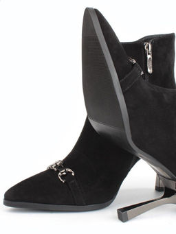 04-M3-9076 BLACK Ботильоны зимние женские (натуральная замша, натуральный мех)