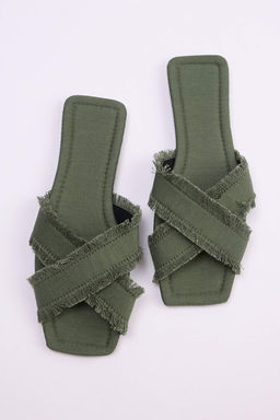 Trendyol Shoes Ekru Puskul Detayl? Denim Capraz Bantl? Kad?n Terlik TAKSS25TE00043 - Trendyolmilla фото 18