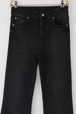 Siyah Y?rtmac Paca Detayl? Yuksek Bel Orta Esnek Flare Smoke Ispanyol Paca Jeans TWOAW26JE00022