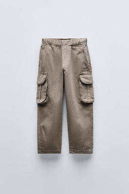 TWILL BARREL TROUSERS WITH POCKETS