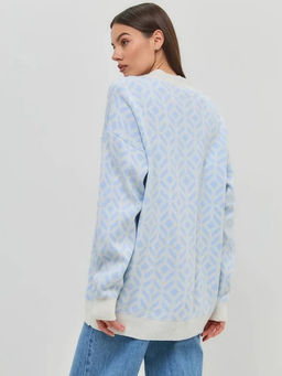 K13407 Кардиган (вязаный трикотаж) ГОЛУБОЙ