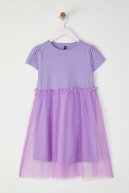 Ekru Pamuklu K?z Cocuk Basic K?sa Kol Mini Tutulu Bayraml?k Dokuma Elbise TKDSS25EL00075 - Trendyolmilla фото 6