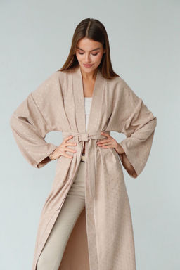 Кимоно длинное бежевое в горох - Martichelli фото 14