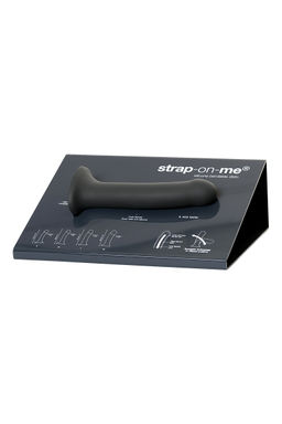 Ремневой нереалистичный страпон на присоске Strap-on-me, L, силикон, черный, 19 см + Дисплей
