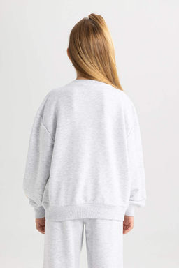 Толстовка свободного кроя с круглым вырезом и надписью NBA для девочек - Defacto фото 9