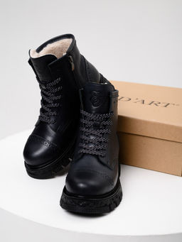 Ботинки 319.PODYUM141bl.Вакса черная/шерсть