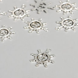 Цена за 30 шт. Металлический элемент, декоративная подвеска Арт Узор. Штурвал с якорем, 2.3?2.3 см