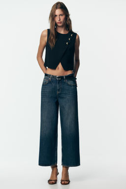 Z1975 HIGH-WAIST BELTED CULOTTES JEANS - Zara фото 11