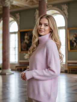 K13301 Джемпер (вязаный трикотаж) РОЗОВЫЙ