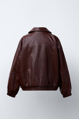 LEATHER-EFFECT BOMBER JACKET - Zara фото 4