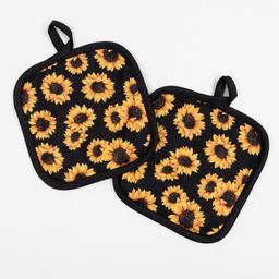 Кухонный набор Доляна Подсолнухи, прихватка 17*17 см - 2 шт,100% п/э  фото 2