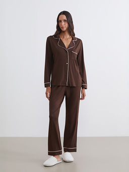 G?mlek Yaka Kad?n Pijama Tak?m?