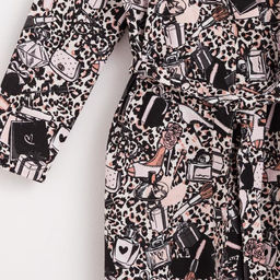 Халат женский удлинённый Этель «Леопард», размер 50-52, вафля 200 г/м², хлопок