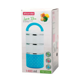 Ланч-бокс 1480 мл пласт. корпус, внутр емкость нерж, арт. 2104 - Полимербыт фото 6