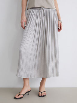 Beli Lastikli Saten Pileli Etek