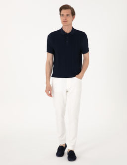 Lacivert Slim Fit Polo Yaka D__meli Triko Ti__rt
