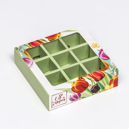 Цена за 5 шт. Коробка под 9 конфет с обечайкой С 8 Марта, 13,7 х 13,7 х 3,5 см - UPAK LAND фото 6