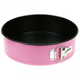 Форма для выпечки 3 штуки: 26х26см h7см; д24,5см h7,5см; 22х21см h7,5см, разъемная, металл, тефлоновое покрытие, цветной корпус-микс (Китай)