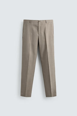 PANTAL?N TRAJE CONFORT CON LANA / Gris / Beige