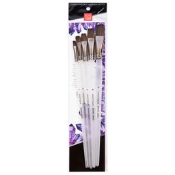 Набор кистей Аква-колор Изостудия белка микс IZO-MIX-02-05 5 шт. длинная ручка плоские № 4, 6, 8, 10, 12