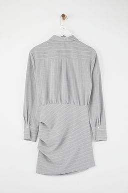 Limited Edition Gri Cizgili Poliviskon Drape Detayl? Vucuda Oturan Mini Dokuma Elbise TWOAW26EL00126 - Trendyolmilla фото 7