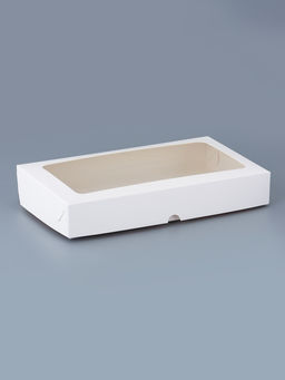 Цена за 50 шт. Коробка складная, белая, с окном, 26×15×4 см