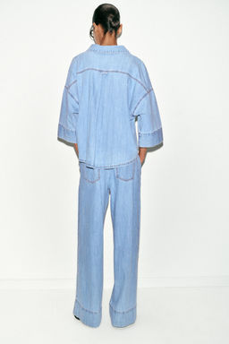 JEANS Z1975 WIDE LEG TIRO MEDIO PINZAS / Azul medio - Zara фото 5