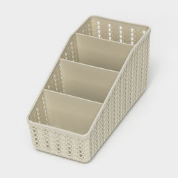 Подставка - органайзер для канцелярии «Вязание», 4 секции, белый ротанг