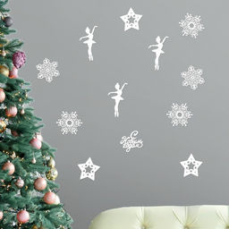 Плакаты новогодние для оформления «Танцующие балерины», на Новый год, 12 предметов