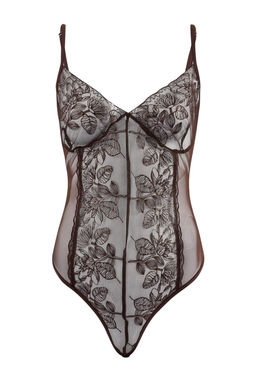 Kahverengi Tul/Dantel Fitted Kaps?z Fantezi Body THMSS26BD00014