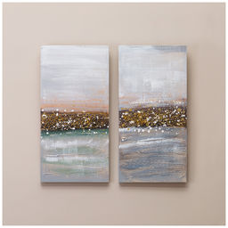 КОМПЛЕКТ ИЗ 2-Х КАРТИН АБСТРАКЦИЯ ГОРИЗОНТ 30Х60Х2,5 СМ