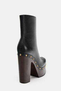 LEATHER PLATFORM ANKLE BOOTS - Zara фото 12