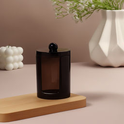 Органайзер для ватных дисков, с крышкой, d=7×11.5 см, полупрозрачный, чёрный