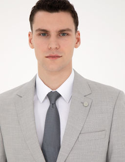 Gri Slim Fit Y_n Kar___ml_ Tak_m Elbise
