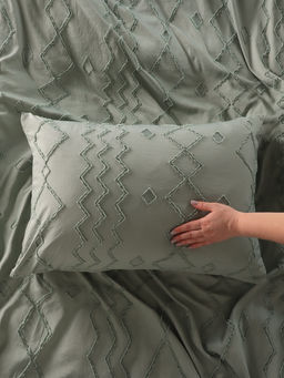 Постельное бельё 2-спальное Тафтинг орнамент 175?215 см,200?230 см,50?70 см-2 шт., зелёное, 110 г/м? - Lovelife фото 8