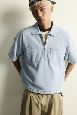 CAMISA POLO CREMALLERA BOLSILLOS / Azul claro - Zara фото 5