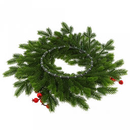 Декоративный венок "Елка с ягодой" д43см, малый, пластик, зеленый (Россия)