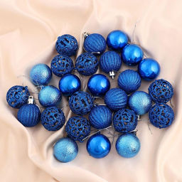Ёлочные игрушки Феерия, шары новогодние, d=4 см, набор 35 шт., синий
