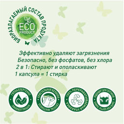 GARDENICA Универсальные экологичные капсулы all in 1 для стирки цветного и белого белья, 12 шт  фото 3