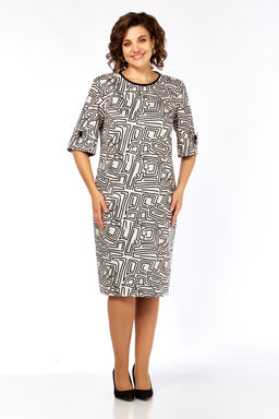 Платье Элль стиль 2406 бежевый/черный фото 4