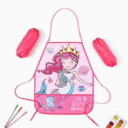 Набор детский для творчества Этель Mermaid фартук 49 х 39 см и нарукавники  фото 6